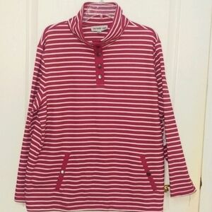 NEW. Southern Lady Fuschia Striped Ribbed Popover Top. Size XL.
